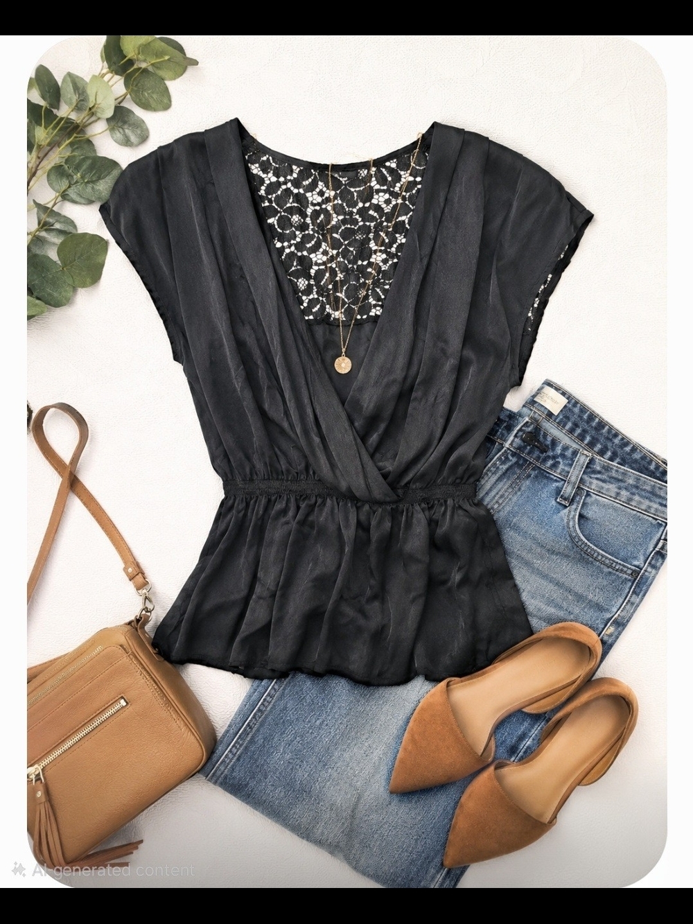 🖤 Black Lace Detail Peplum Blouse 🖤